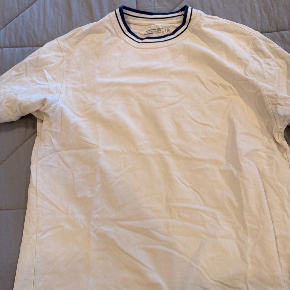 Abercrombie & Fitch White Tee with Blue Stripes